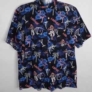 JOE MARLIN Hawaiian Shirt Casino Hula Martini Lounge XL‎ Cruise Rayon vacation
